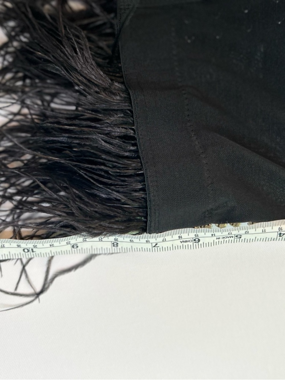Crystal-Embellished Black Feather Crop Top - Picture 8 of 9